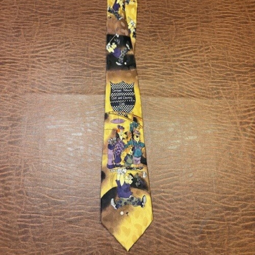 VTG Golf & Country Club 100% Silk Tie Fred Flintdtone/George Jetson/Yogi/BooBoo